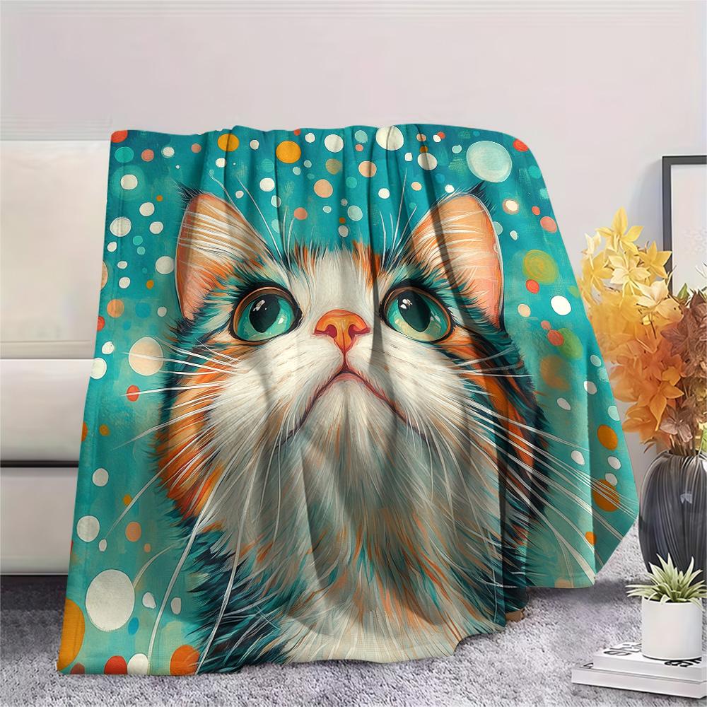 Vintage Art Cats Print Flannel Blanket, High quality Comfortable for All Seasons, Home Decor, Warmth and Comfort