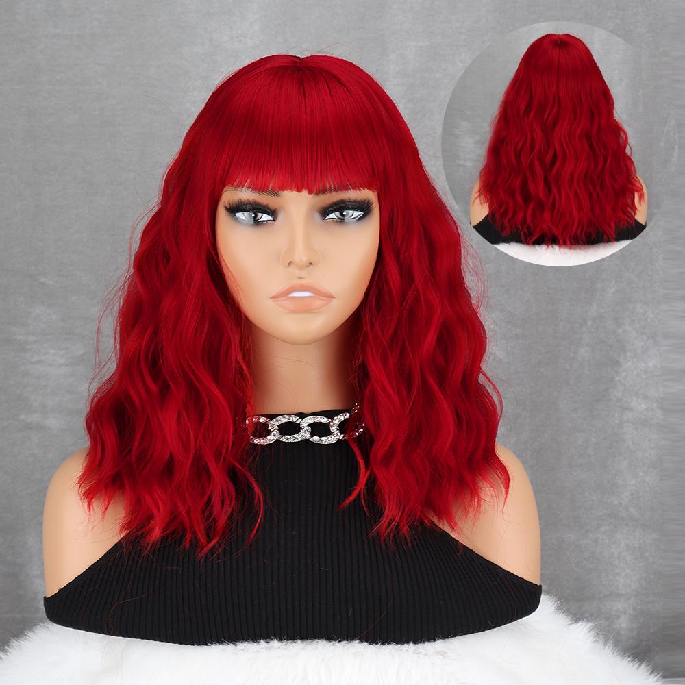 LISI HAIR Peruca longa bob sintética para mulheres, uso diário, preto e marrom, ondulado longo, com franja, fibra resistente ao calor, cabelo cosplay