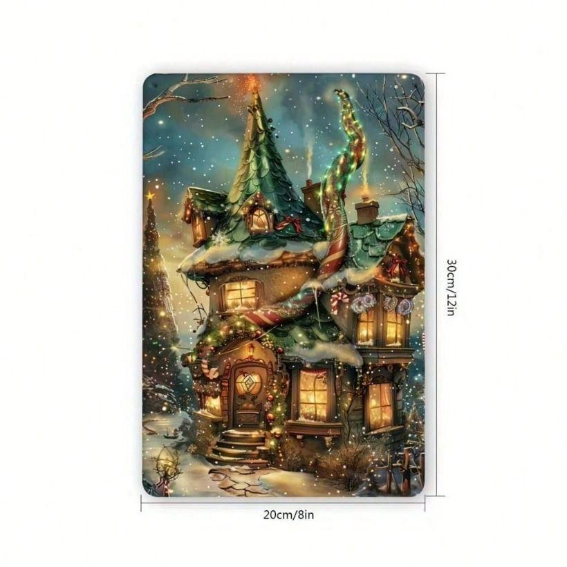 Vintage Christmas Tin Sign 8x12 Inch Metal Poster for Home Cafe Library Wall Decor