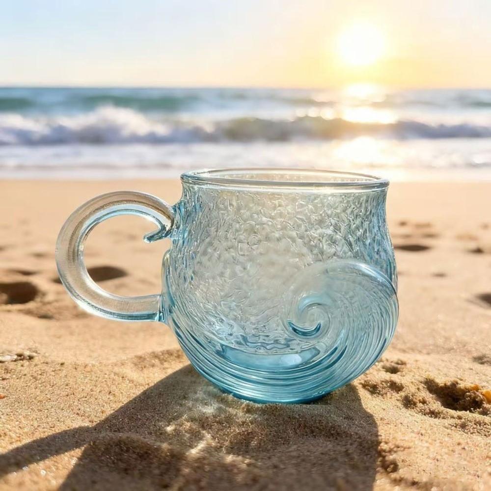 Gradient Color Sea Glass Mug Waved Texture Wave Mug Tea Cup Sunset Mug  Bar