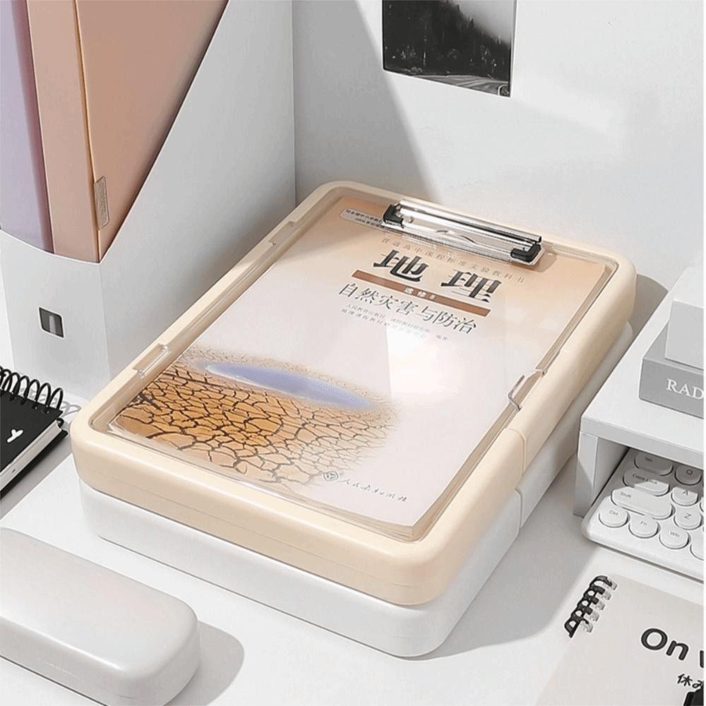 Large Capacity Clamp Storage Box File Organizer Writing Pad  School Supplies