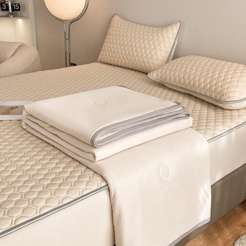New Classic Solid Color Latex Fitted Sheet Summer Mat Summer Quilt Airable Cover Combination Kit