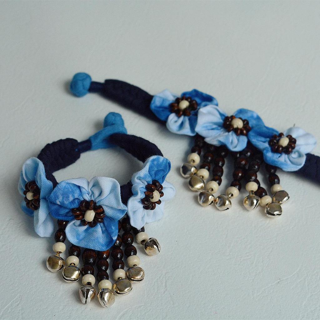 Yunnan Dali Handgefertigtes Ethnisches Batikstoff-Armband - Blau & Weiß Reiseschmuck