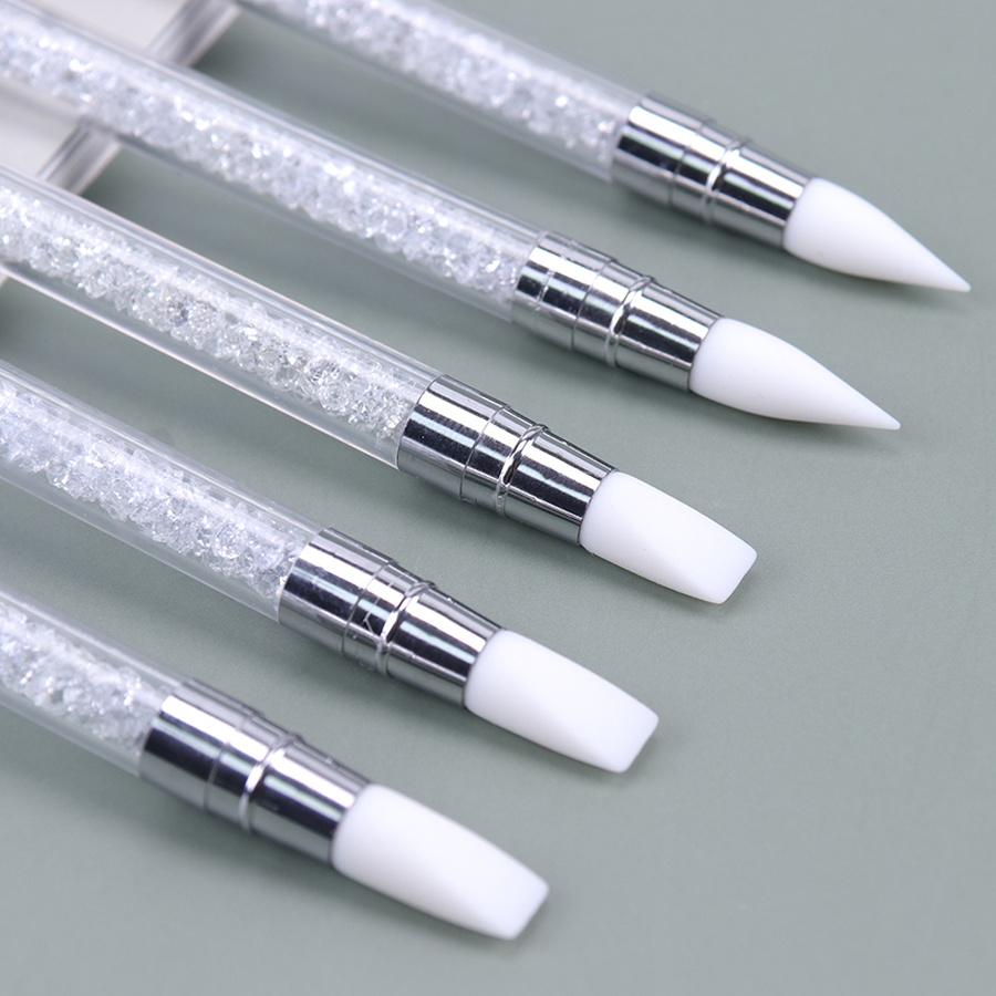 1Pc Dual-Ended 2 Ways Nail Art Silicone Sculpture Pen Carving DIY Painting Glitter Rhinestone Acrylic Manicure Dotting Tool