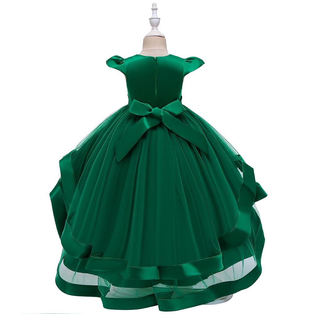 Girls' Formal Princess Dress with Train – Wedding, Runway, Piano Performance, Puffy Skirt