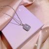 New Princess Cut Diamond Set Exquisite Bright Fashion Micro Set Zircon Earrings Pendant Necklace Party Birthday Jewelry Gift