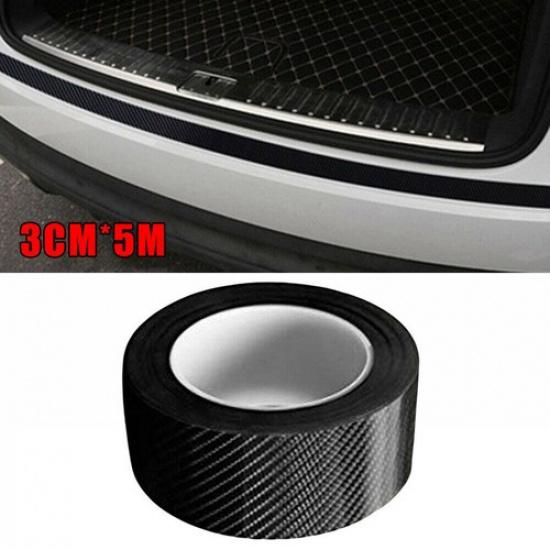 Carbon Fiber Car Door Sill Protector Scuff Plate Trim Sticker Accessories Black