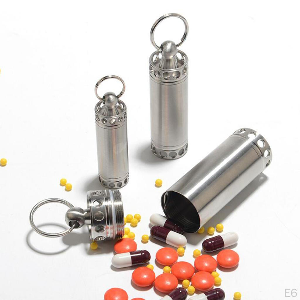 Case, Metal Waterproof Container with Keychain - Compact & Portable Select Sizes