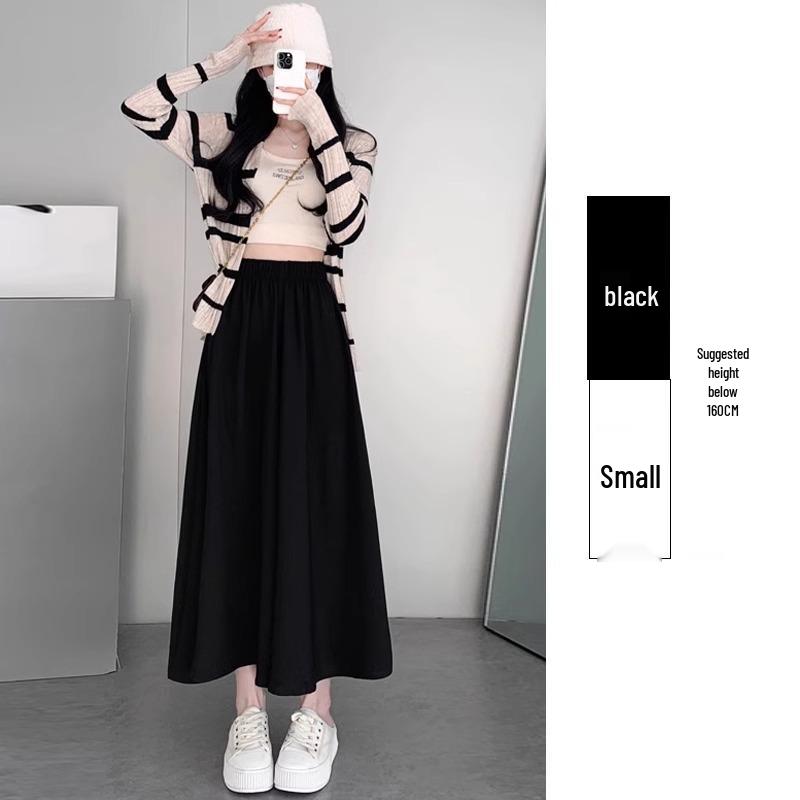 2025 White Ice Silk High-Waist Textured Culottes - Women's Summer Chiffon Wide-Leg Pants, Small Size