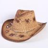 Popular European and American Classic Hollow Western Cowboy Hat Men's and Women's Fashion Vacation Breathable Sunshade Straw Hat