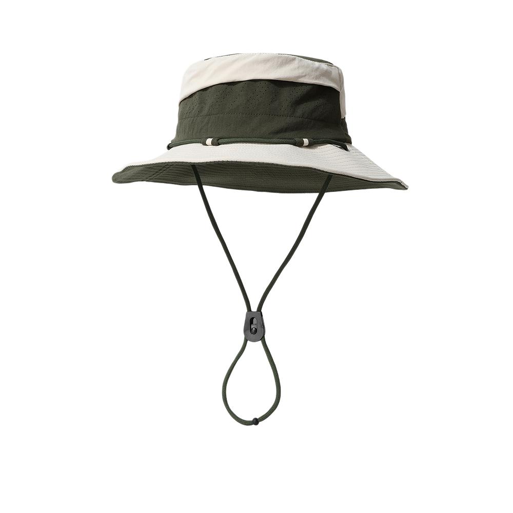 UV Protection Safari Hat Wide Brim Colorblock Sun Cap with Breathable Mesh Adjustable Windproof Hiking Bucket Hat Unisex