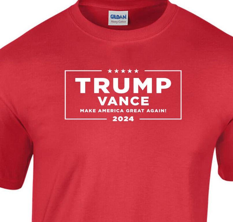 Red Trump Vance 2024 Election MAGA GOP Republican T-Shirt with White Logo S
