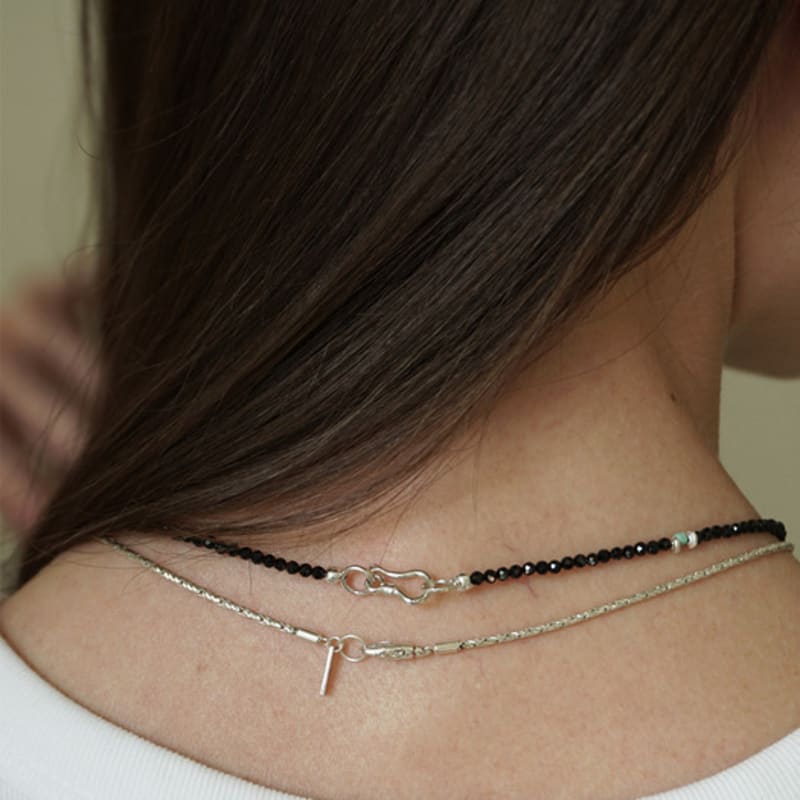 OURPIERRE [SILVER 925] GLITTER NECKLACE BLACK