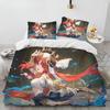 Genshin Impact Game Gamer Cartoon Comforter Bedding Set,Duvet Cover Bed Set Quilt Cover Pillowcase,king Queen Size Bedding Set