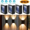 Outdoor Solar Wall Lamp Up and Down Wall Washer Light Waterproof Solar Light for Garden Street Balcony Yard Porch Stair Decor