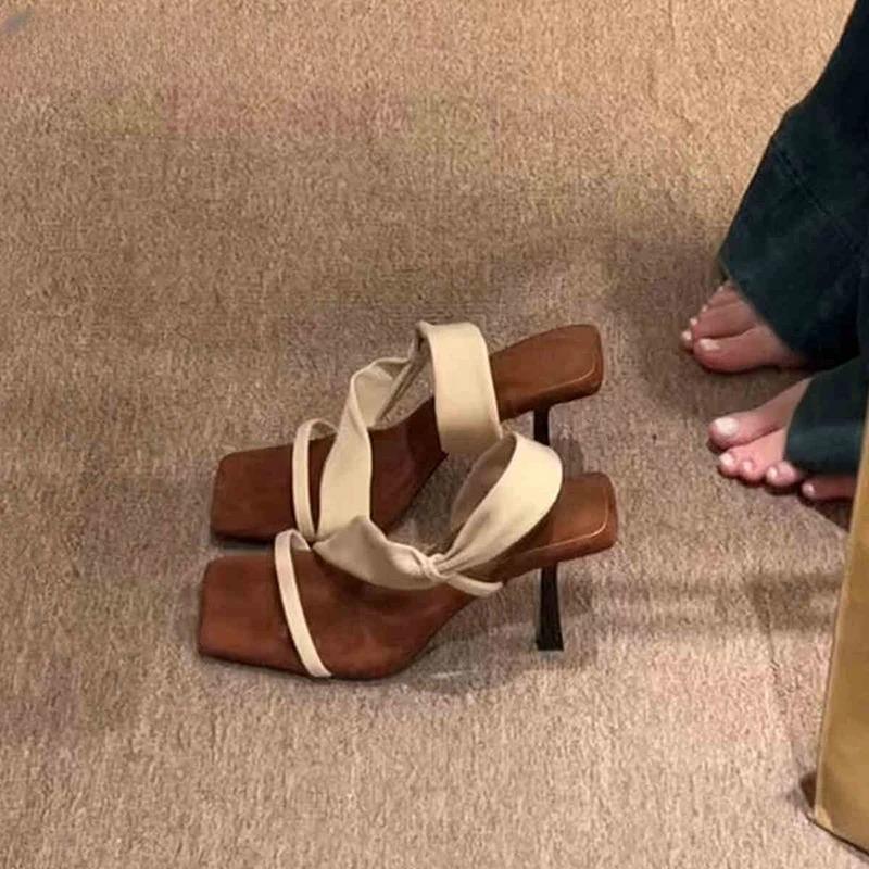 Luxus Designer Sommer Damen Sandalen Mode Eckige Zehenpartie Hoher Absatz Party Kleidschuhe Zapatos De Mujer