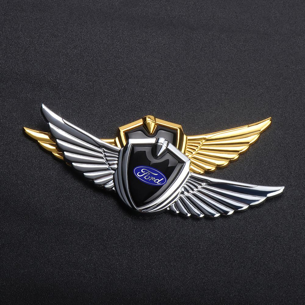 KLKR3 3D Metal Car Wing Styling Body Trunk Decor Sticker Badge Accessories For Ford Fiesta Focus 2 MK3 Mondeo MK4 Mustang Ranger Kuga
