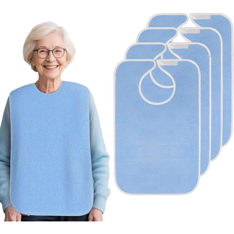4 Piece Adult Bibs, Washable Adult Bibs for the Elderly, mens bibs for eating,Adult Feeding Clothing Protector, Clothing Protectors