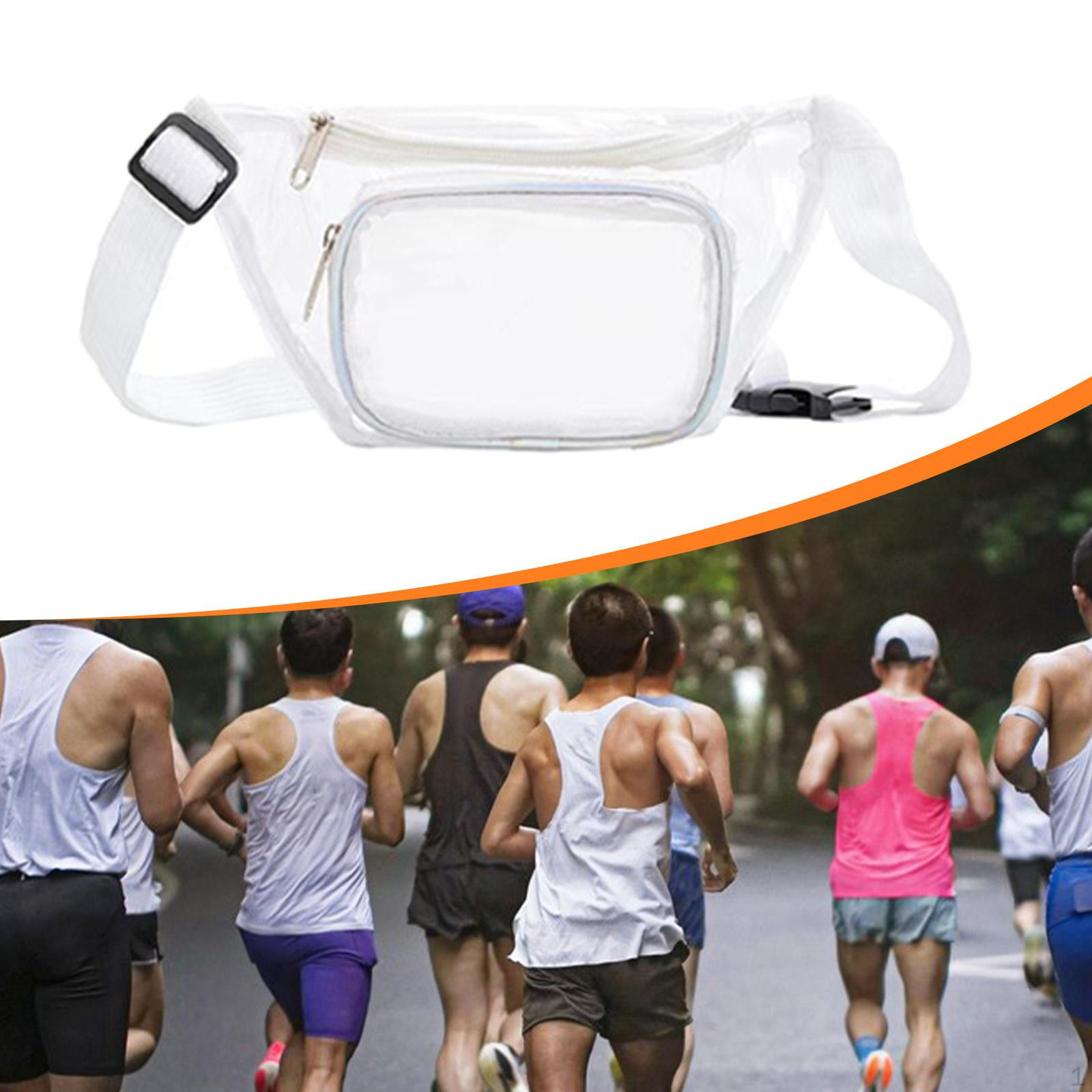 

Прозрачная поясная сумка для бега, стадионных мероприятий, спортивных игр White