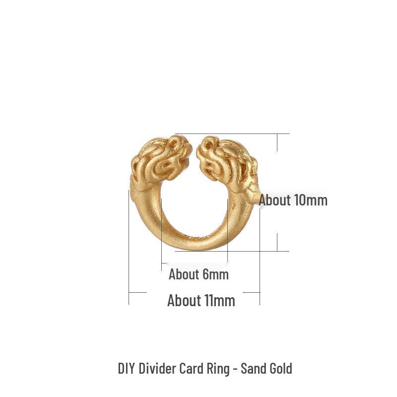 

Кольцо-застежка в виде головы дракона Чи в древнем стиле для аксессуаров для нанизывания бусин своими руками песочный/золотой