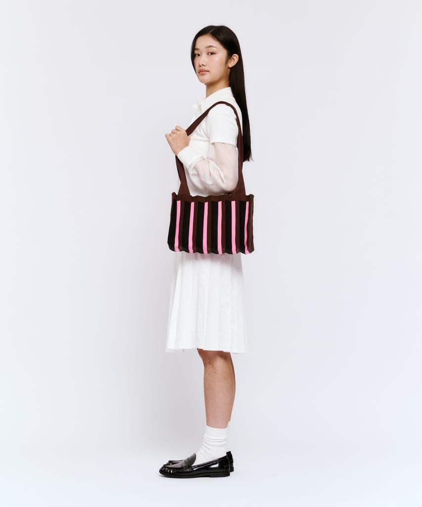 Pleatsmama New Mini Two-Way Bag Toffee Brown