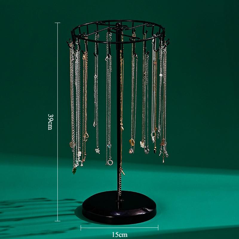 Rotate Jewelry Displays Rack Necklace Jewellery Showcase Stand Household Trinket Storage Shelf Multiple Necklace Display Holder