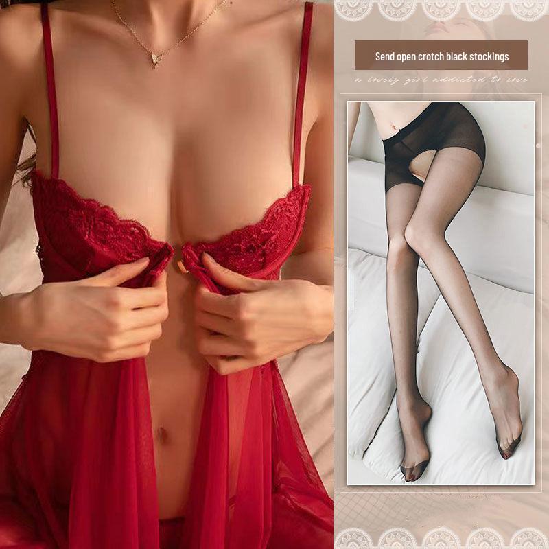 Atmosphere Luxury Lace Nightgown with Underwire and Tie, Exuding Pure Desire and Elegance