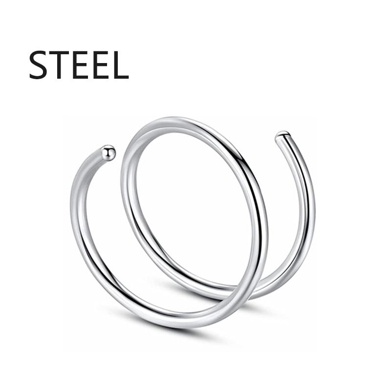 Stainless Steel Magnet Fake Nose Ring Hoop Fake Piercing Hoop Septum Rings For Women Fashion Gothic Rock Body Zircon Gifts