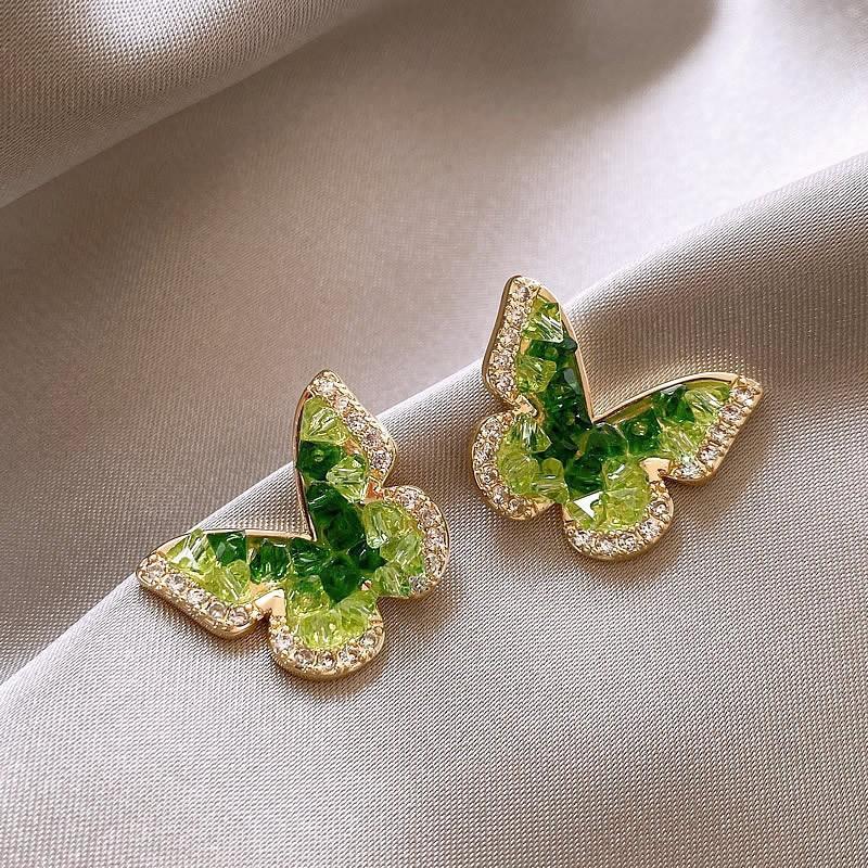 Seaside vacation wind gradual change oil painting wind petal stud earrings small fresh sweet earrings light luxury niche high sense earrings