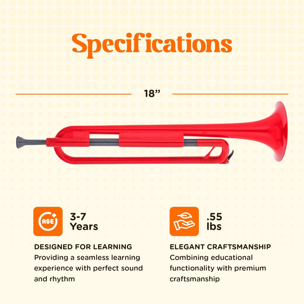 pInstruments Plastic Wind Instrument Bb Bugle pBugle Lightweight & Highly Durable ABS Biocoat Antibacterial PBUG1R Red (Mouthpiece Included) []