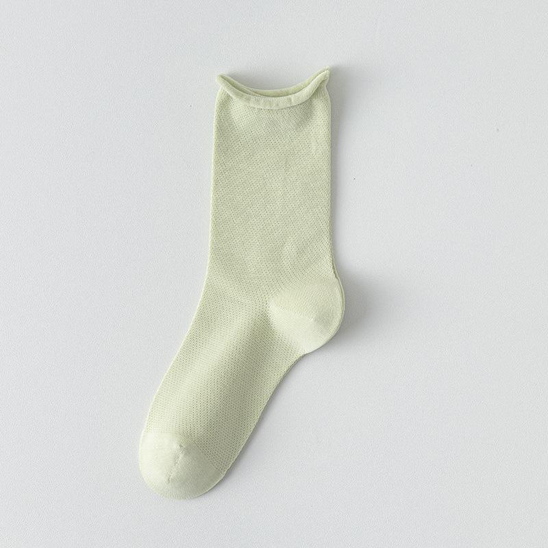Female Spring and Autumn Pure Cotton Sweat Absorbing Boneless Loose Mouth In The Tube Pile Socks