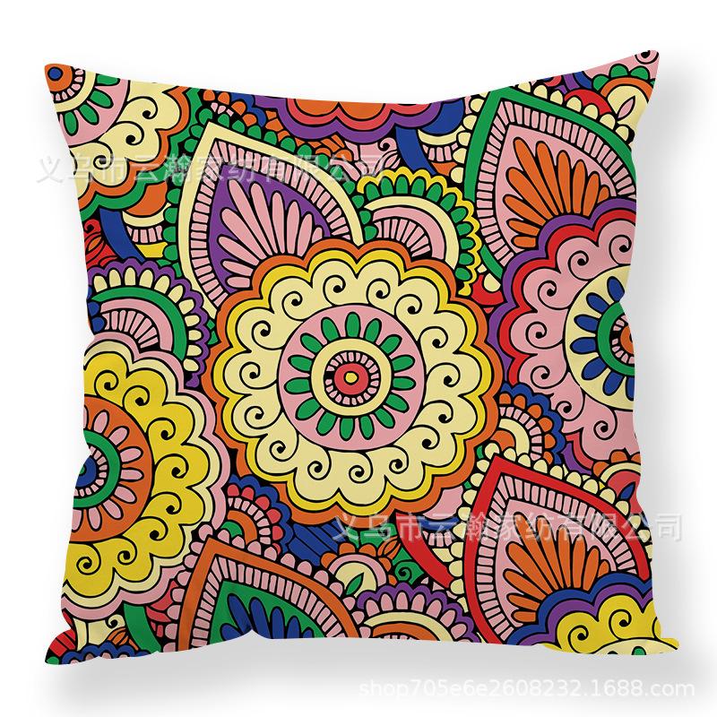 Art Flower Pillow Creative Car Sofa Cushion Digital Print Pillow Cover