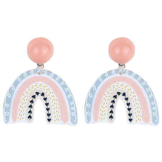 

1 пара серег-гвоздиков, милые, неаллергенные, акриловые, креативный дизайн, висячие серьги с радужным облаком 5