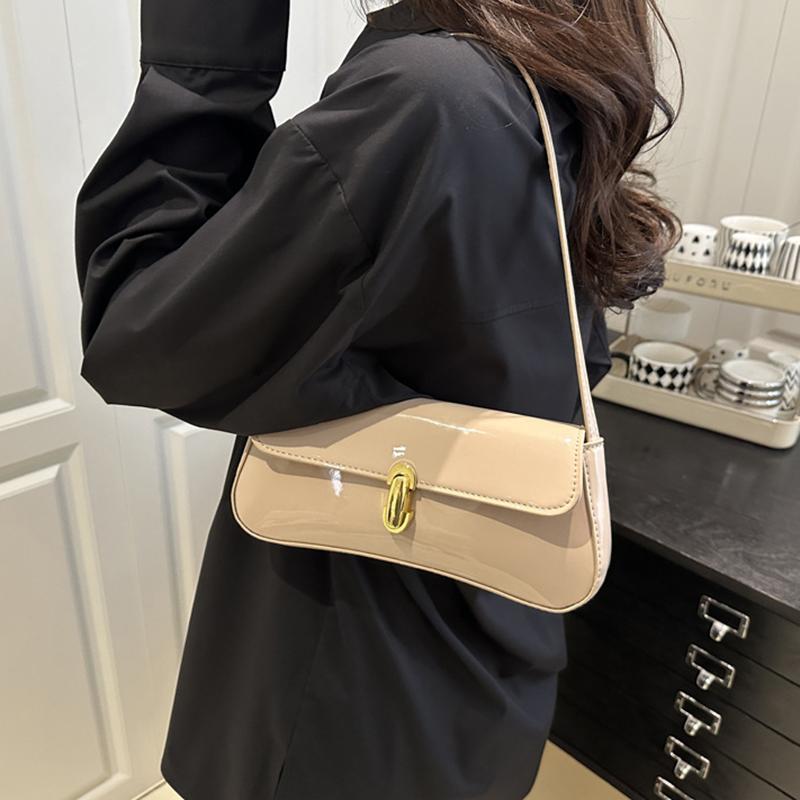 Women's Vintage Solid Color Smooth Texture Shoulder Bag Elegant PU Leather Flap Small Underarm Bag  for Dating, Outings, Parties