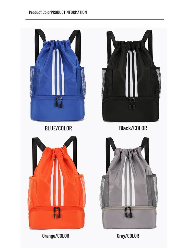 Multi-Sport Backpack: Badminton Racket, Basketball, Sneakers, Football, Swimming Gear, Drawstring, Large Capacity