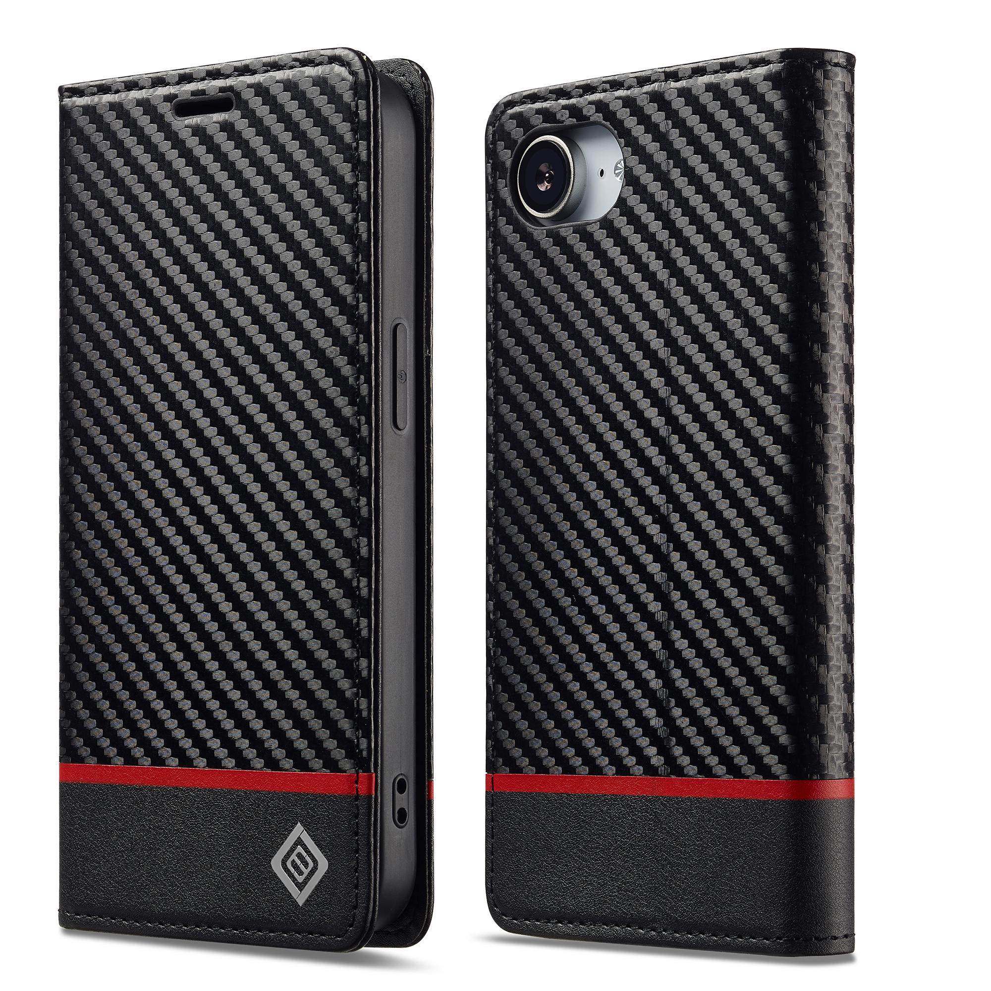 

EUCAGR Luxury Carbon Fiber Flip PU Leather Wallet Phone Case for iPhone 17E/17 Pro Max Card Slot Cover For iPhone17 17 Air 17Pro iPhone 17E
