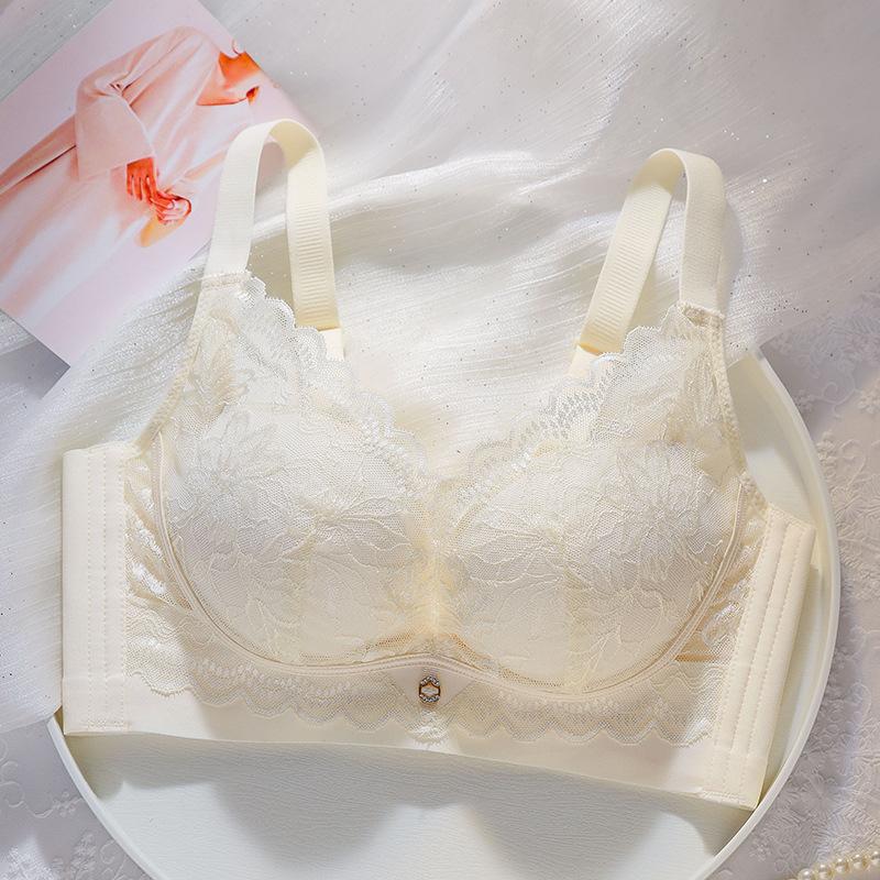 Women's small breasts thin gathering bra explosion no steel ring lace breast adjustment bra anti-sagging