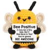 Positive Crochet Bee Doll with Encouraging Card Emotional Support Handmade Knitting Big Butt Bee Animal Room Decoration Ornament
