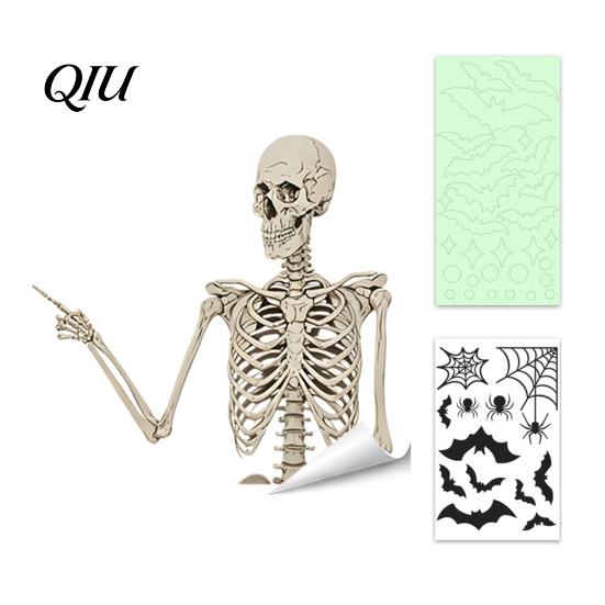 Waterproof Window Stickers Halloween Glow-in-the-Dark Cling, Spooky Ghost Skeleton Glass Sticker, Clings Static Decal for Holiday Party Home Decor