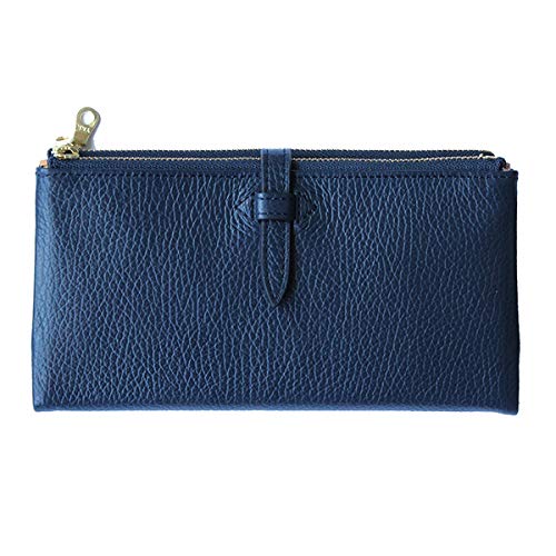 CCOMPANY LIMITED Women's Long Wallet with Coin Purse and Card Case, Lupo 2 Second, Italian Leather (Navy)