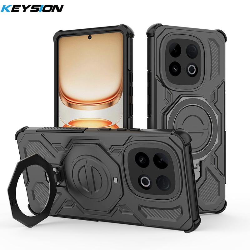 

KEYSION Shockproof Magnetic Case for IQOO Z10 Turbo Pro 5G Upright Live Metal Ring Stand Phone Back Cover for IQOO Z10 Turbo 5G for IQOO Z10 Turbo чёрный
