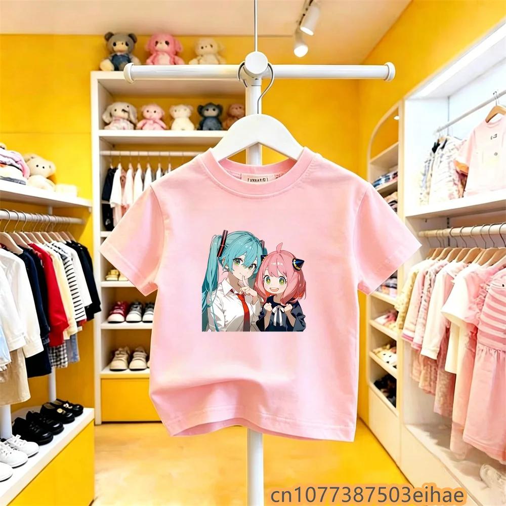 Hatsune Miku Collaborates on Future MIKU Line Style Short Sleeved Pure Cotton Printed New Casual Boy and Girl Clothing