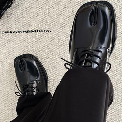 Büyük Beden 46 Kadın Tabi Ayakkabı Bağcıklı Erkek Bölünmüş Burunlu Loafer Ayakkabı Unisex Kalın Taban Boş Zaman Deri Ayakkabı Ayakkabı