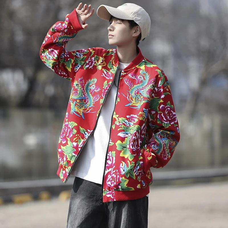 

2026 Men Northeast Flower Baseball Jacket Men Fashion Casual Cool Coat Men Oversized Style Overcoat Men Outerwear Jackets 5XL