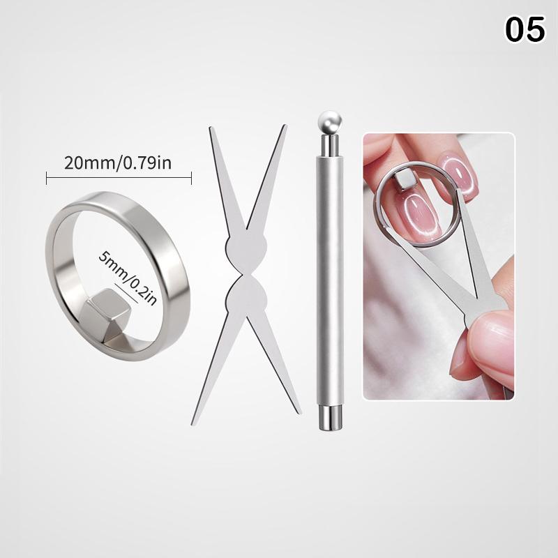 Circular Cat Eye Nail Magnet Strong Nail Art Magnetic Gel Polish With Guide Tool Diy Magnetic Nail Helper Manicure Design