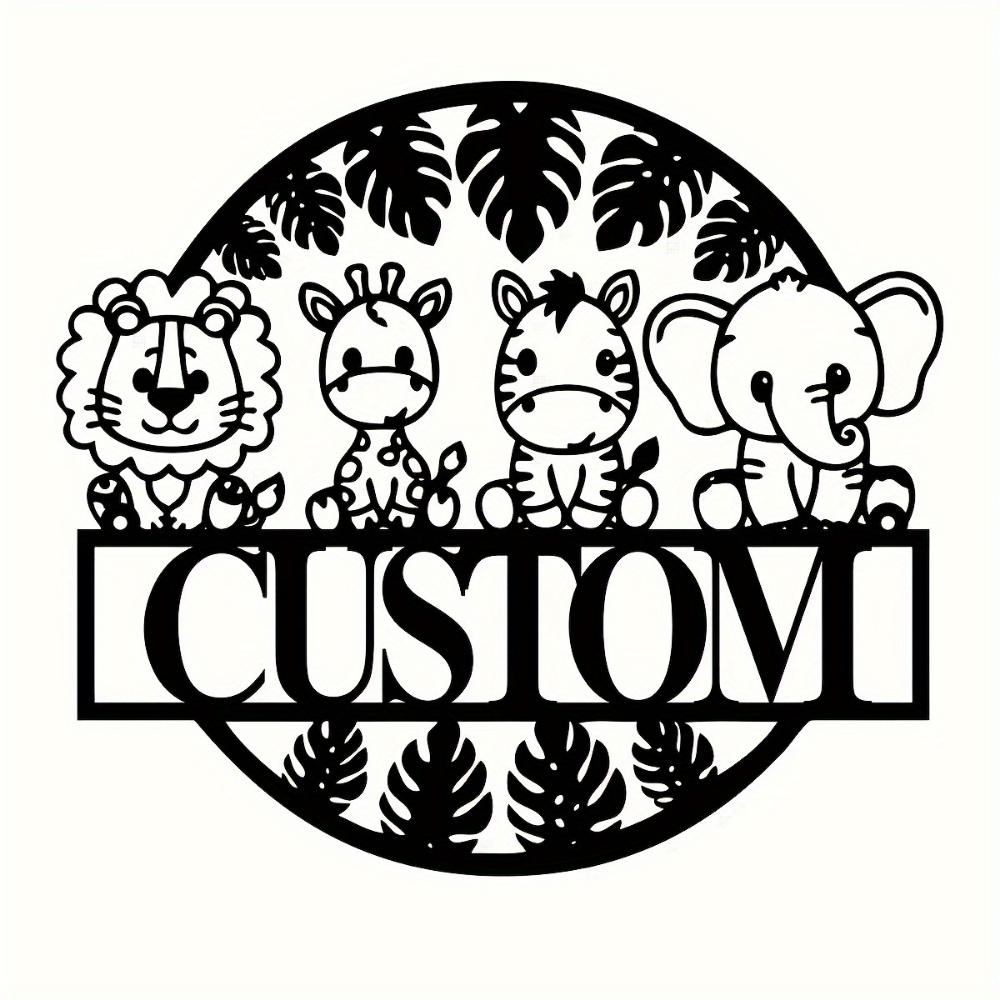 Safari Animal Metal Wall Art for Kids Room Nursery Durable Vintage Tin Sign Personalized Jungle Theme Decor