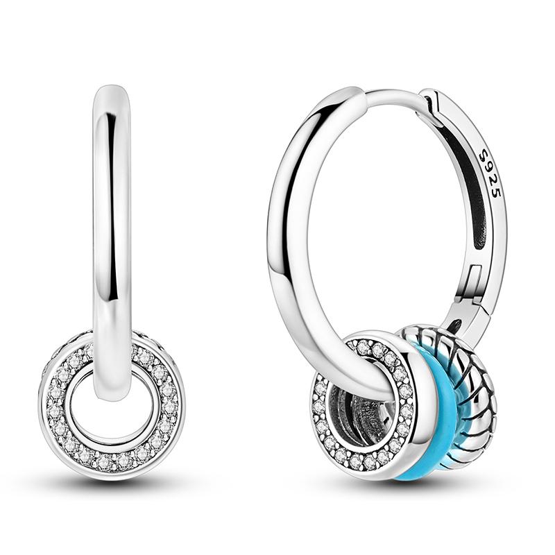 New Earrings 100% Genuine 925 Silver Women Hoop Earring Women's Wedding Engagement Girlfriend Wife Birthday Gift