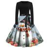 Juletrykk Flare Kjole For Dame Langermet Kjole Hule Fest Casual Kjoler