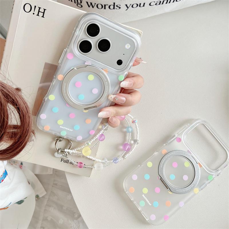 Frosted Color Dot Magnetic Stand Case for iPhone 17/16 Pro Max/15/14