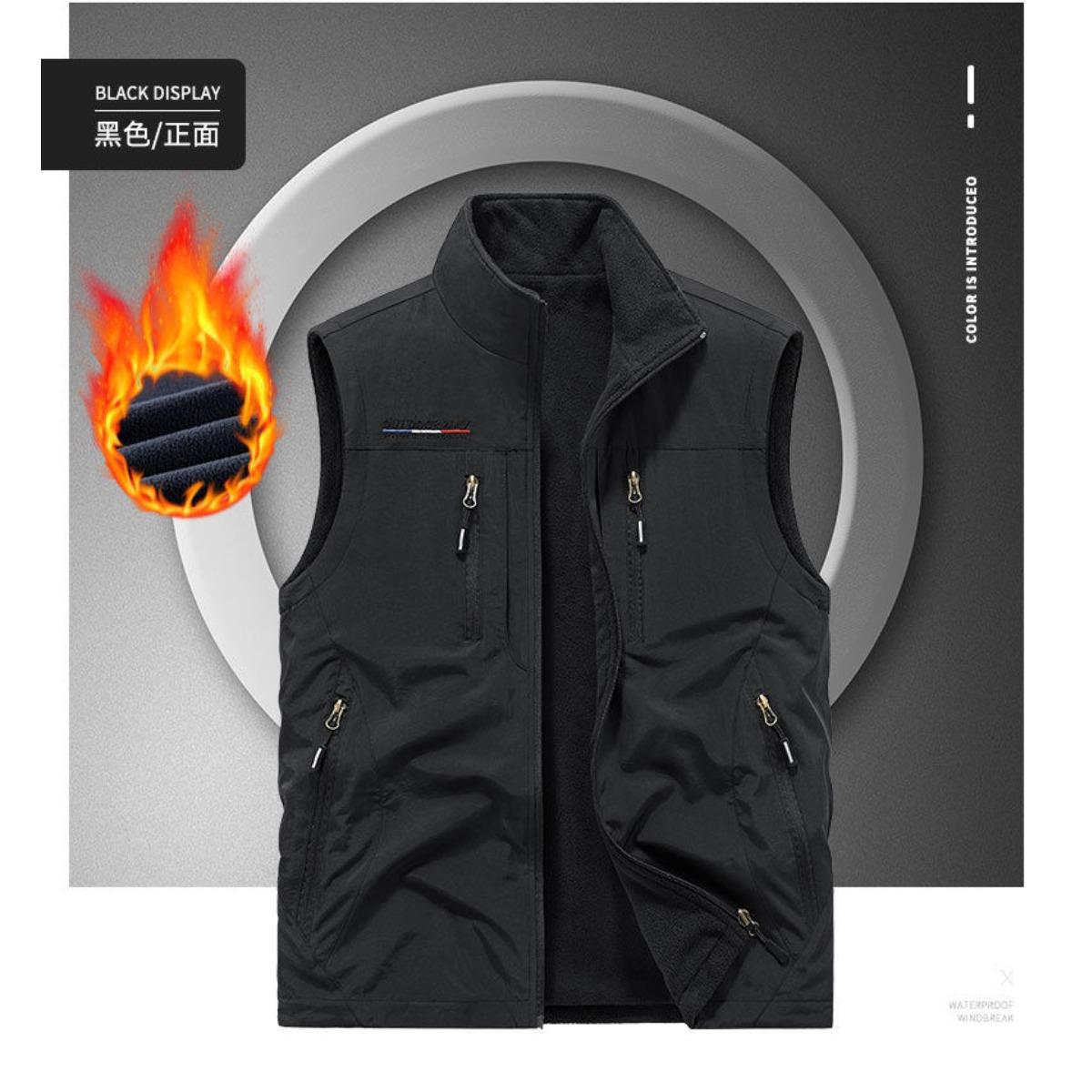 

Pocket, Autumn and Winter Double-sided Men s Outdoor Fleece Vest, Fleece Vest, Shoulder with Fleece and Thick Vest 3XL